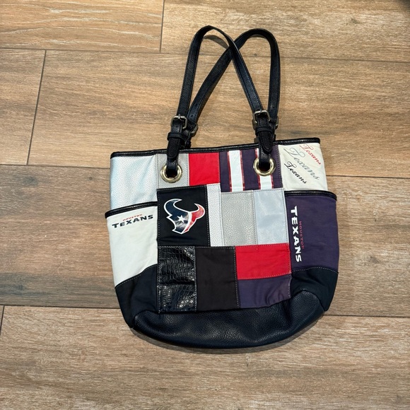 The Bradford Exchange Texans Patchwork Tote - Black, Red, and Purple - Picture 1 of 6
